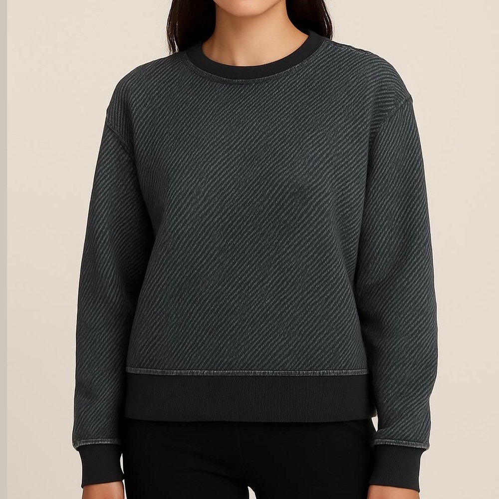 T by ALEXANDER WANG French terry sweatshirt crewneck cropped black size medium